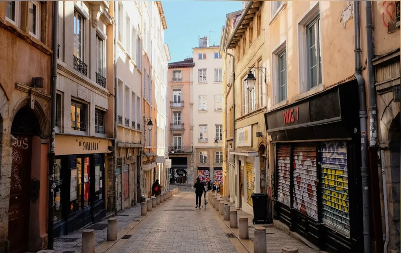 Une rue pavée du Vieux Lyon