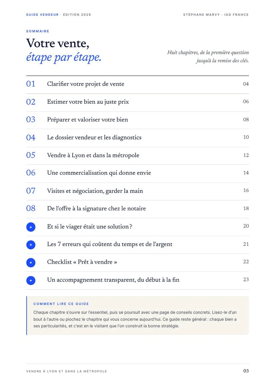 Page du guide : Le sommaire